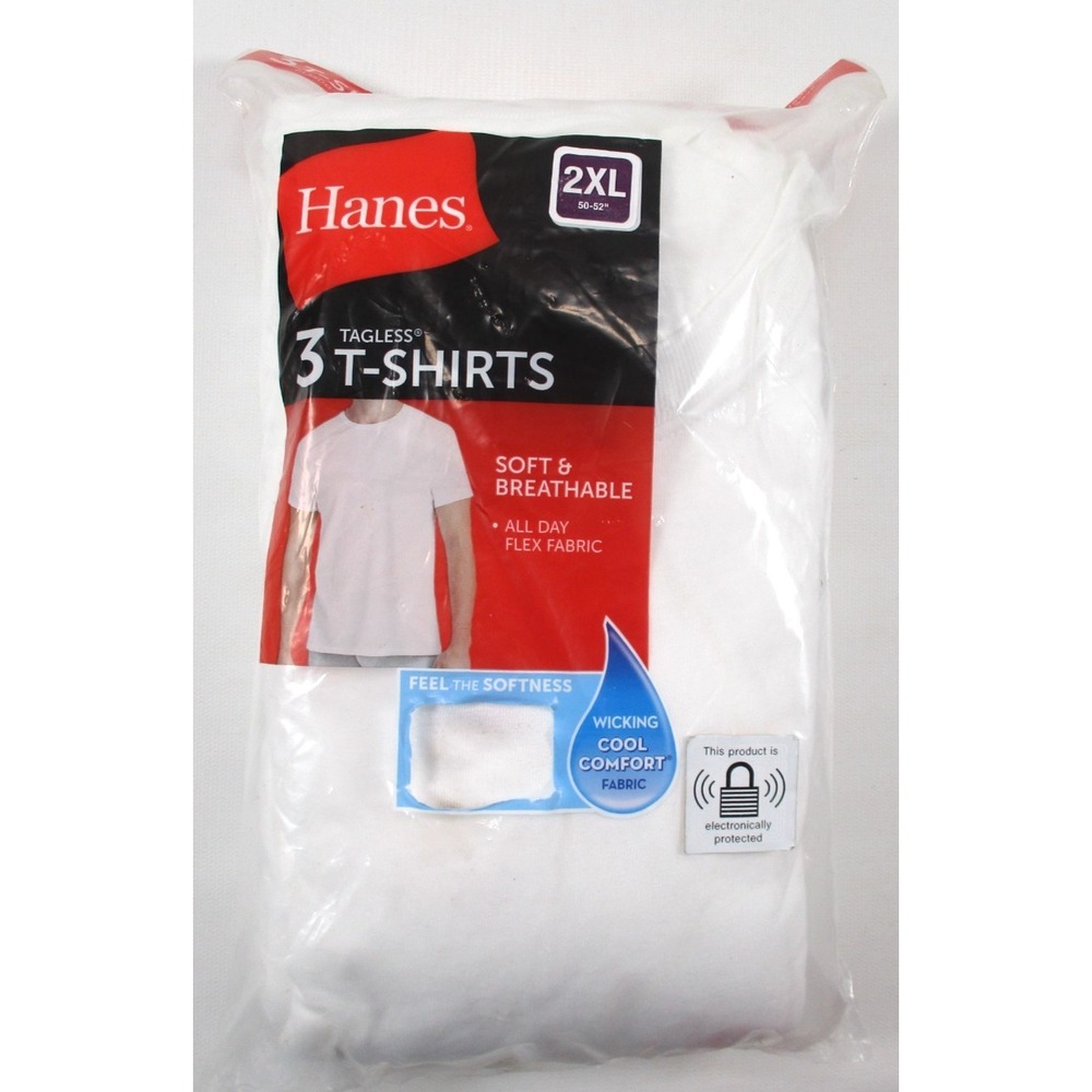 Hanes Men's Tagless Crew Neck T-shirts 3 Pack Size 2XL‎ 50-52" Brand New
